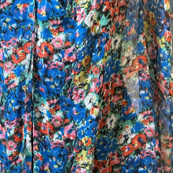 Unbranded Scarf Womens Long Rectangle Blue Pink Semi Sheer Floral Wrap - Picture 7 of 8